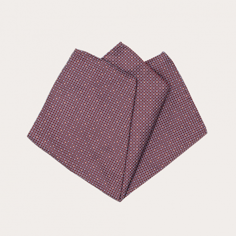 Pocket square jacquard silk bordeaux