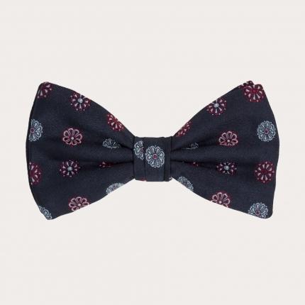 Pre-tied Bow Tie with flowers blue