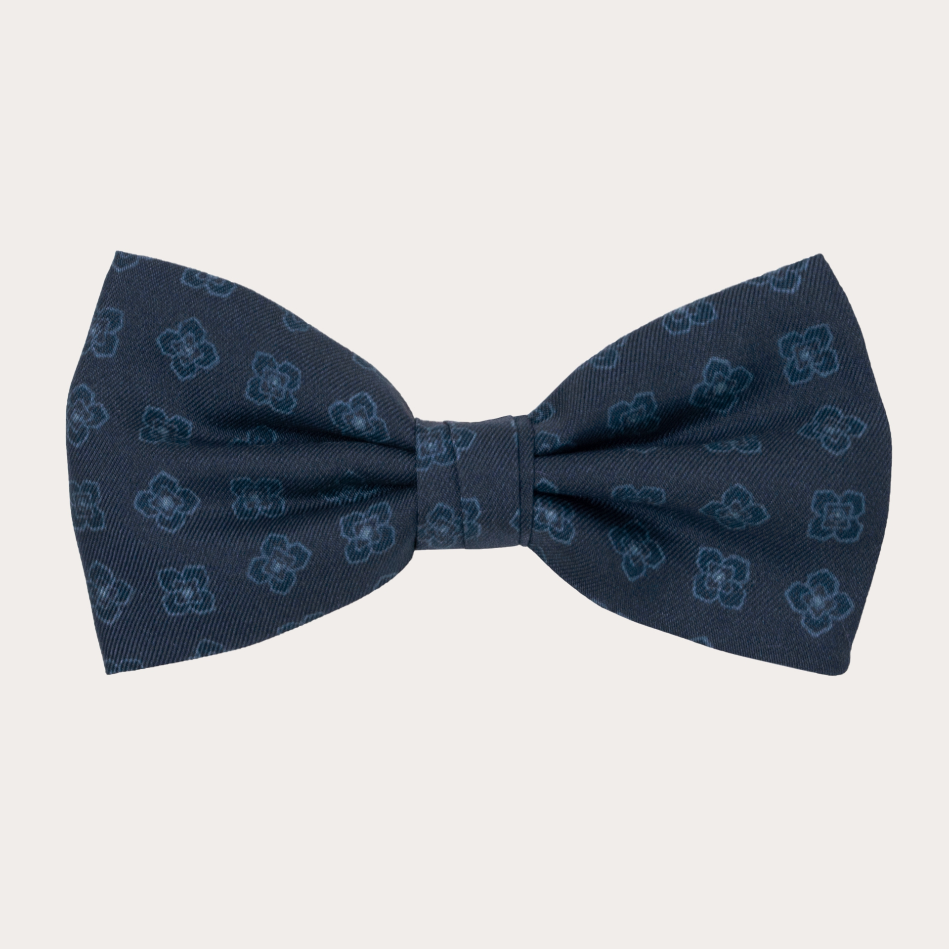 Noeud papillon en soie jacquard bleu avec fleurs