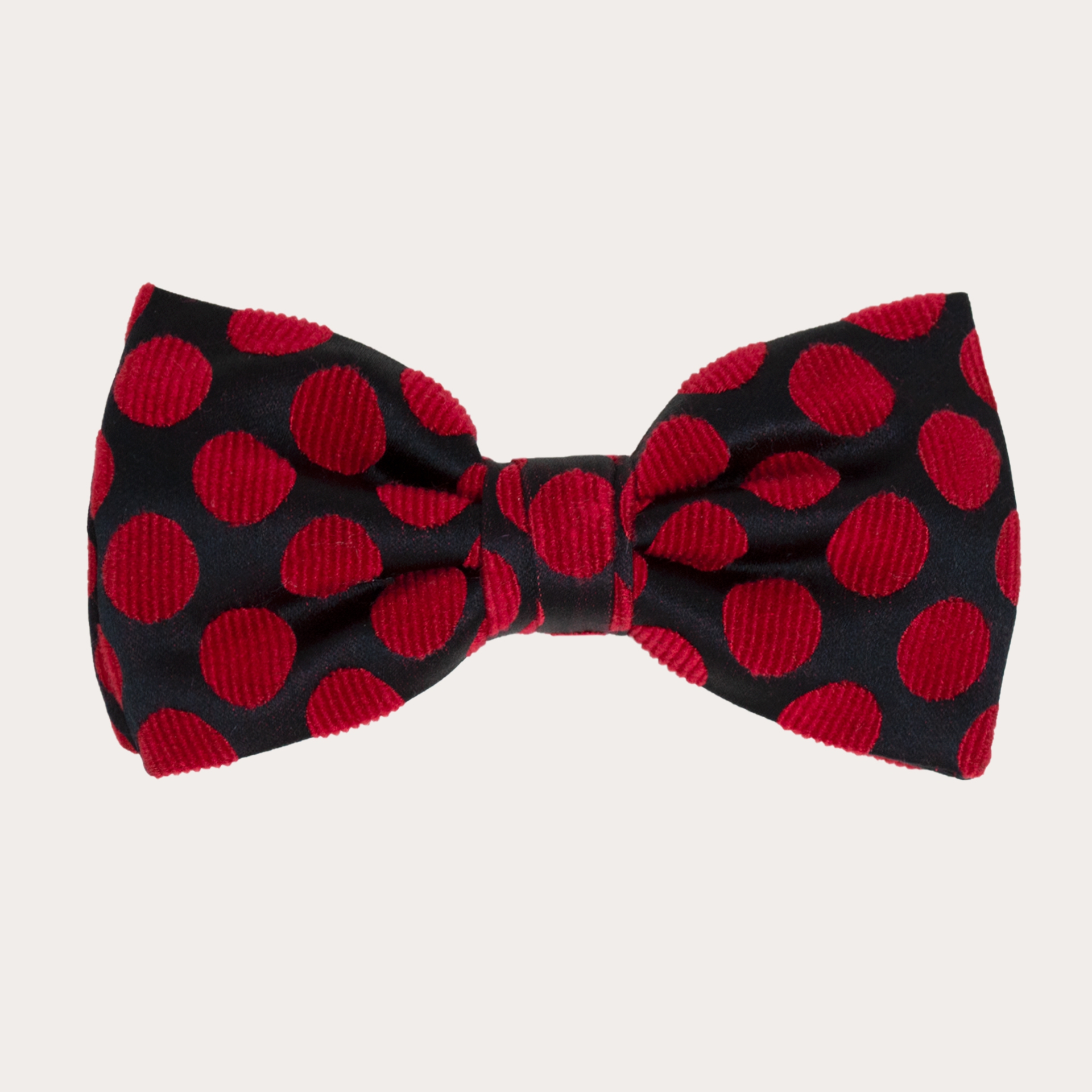 BRUCLE Silk Pre-tied Bow tie, black red dot