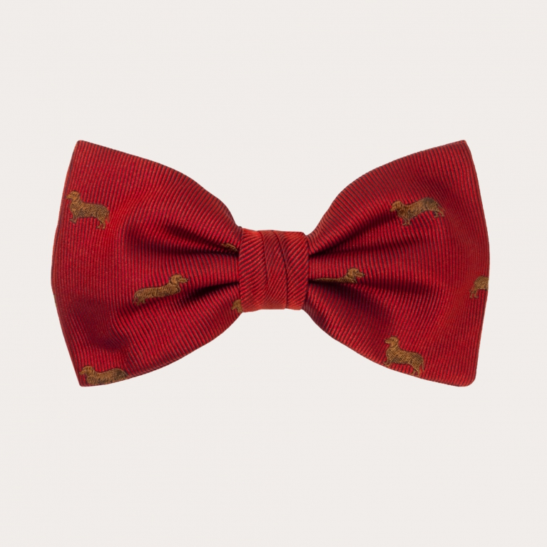 Silk Pre-tied Bow tie red dachshund