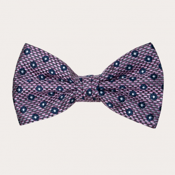 Silk Pre-tied Bow tie, pink and blue