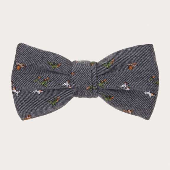 brucle wool Silk Pre-tied Bow tie, grey