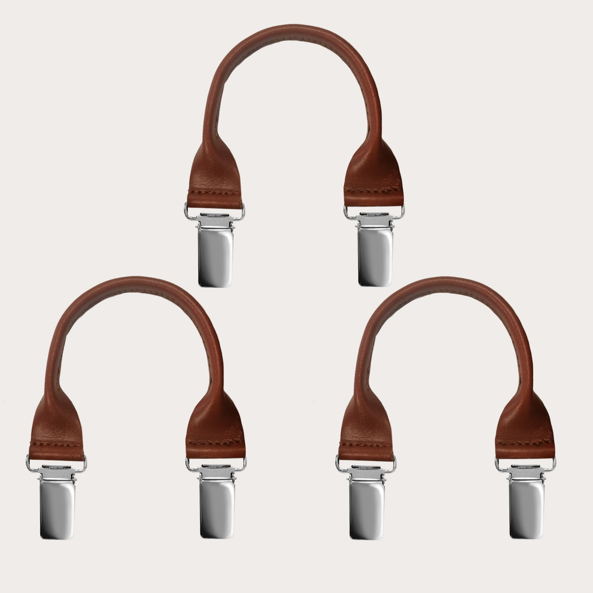Connecteurs en cuir avec clips, 3 pcs., marron