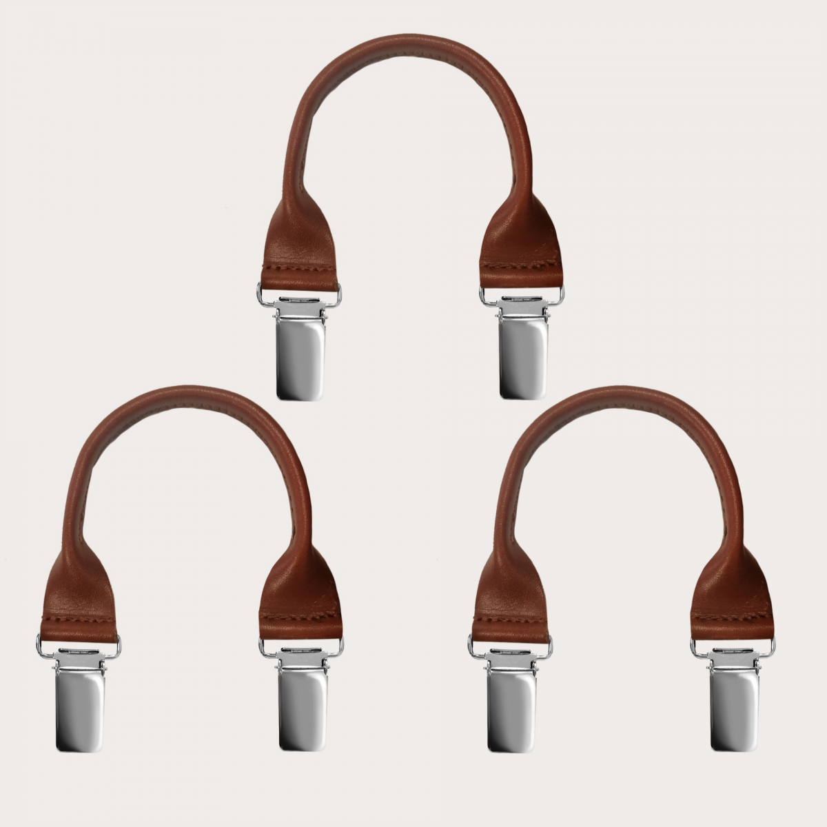 Conectores de cuero con clips, 3 uds., marrón