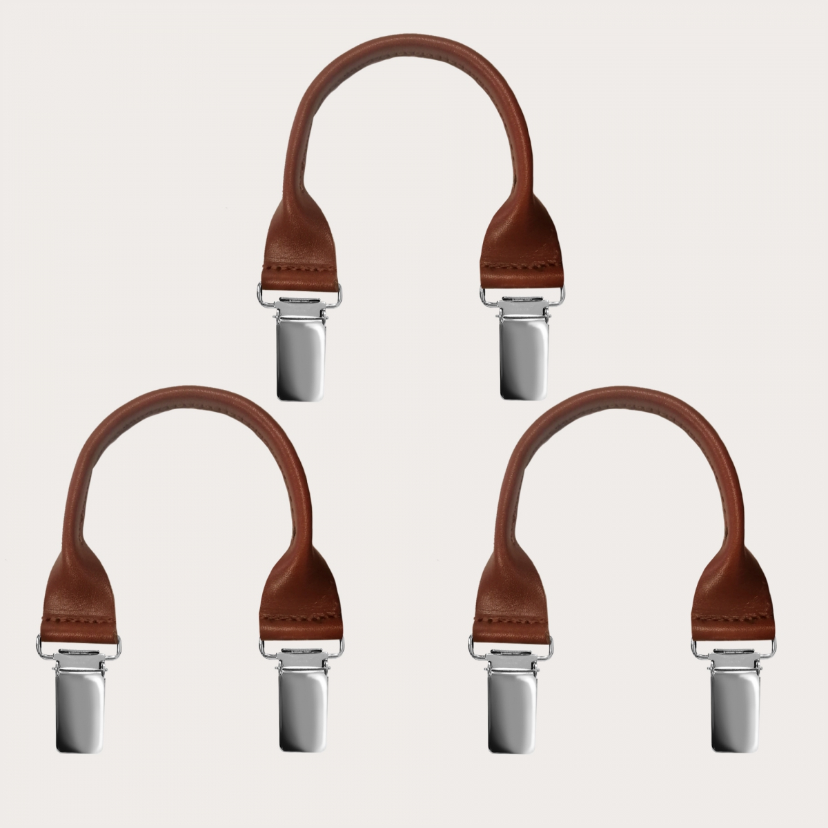 Connecteurs en cuir avec clips, 3 pcs., marron