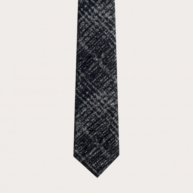 Cravatta sfoderata in lana e seta, tartan grigia