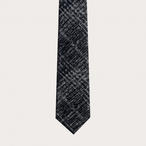 BRUCLE Unlined silk wool necktie tartan grey