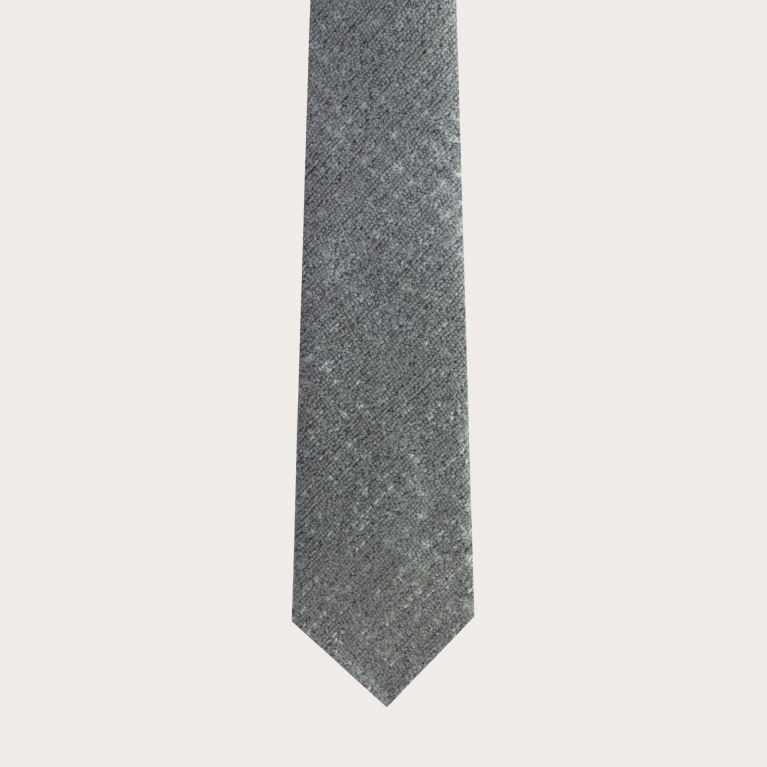 Cravate gris clair non doublée soie laine check tartans
