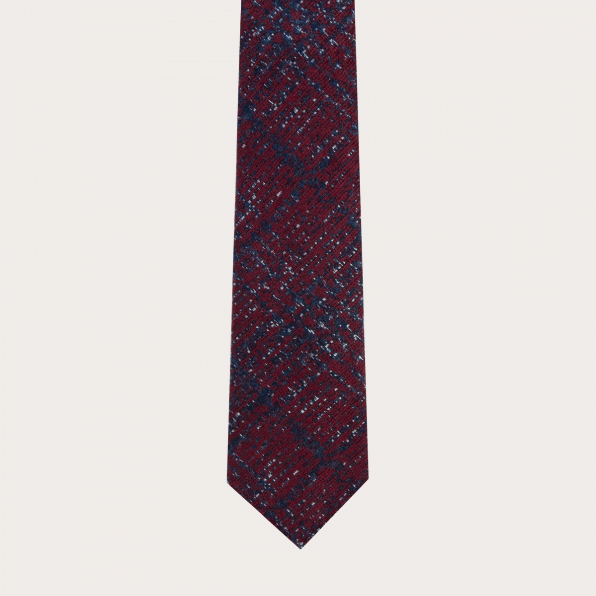 Cravatta sfoderata in lana e seta tartan grigia chiara