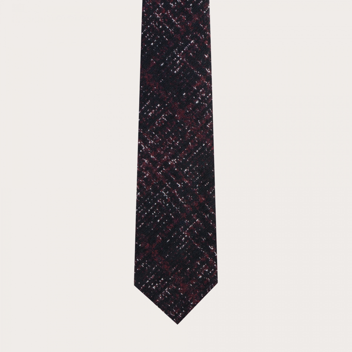 Cravate sans doublurerouge et noire en soie laine check tartans