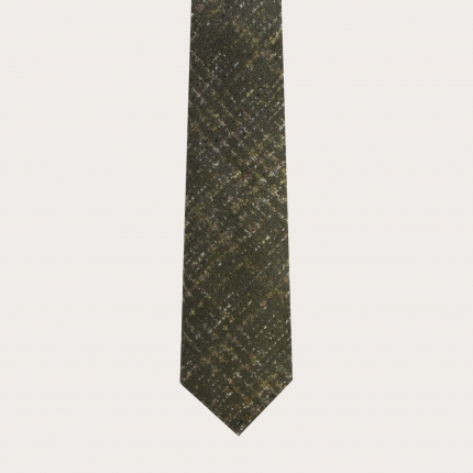 Cravate verte non doublée soie laine check tartans