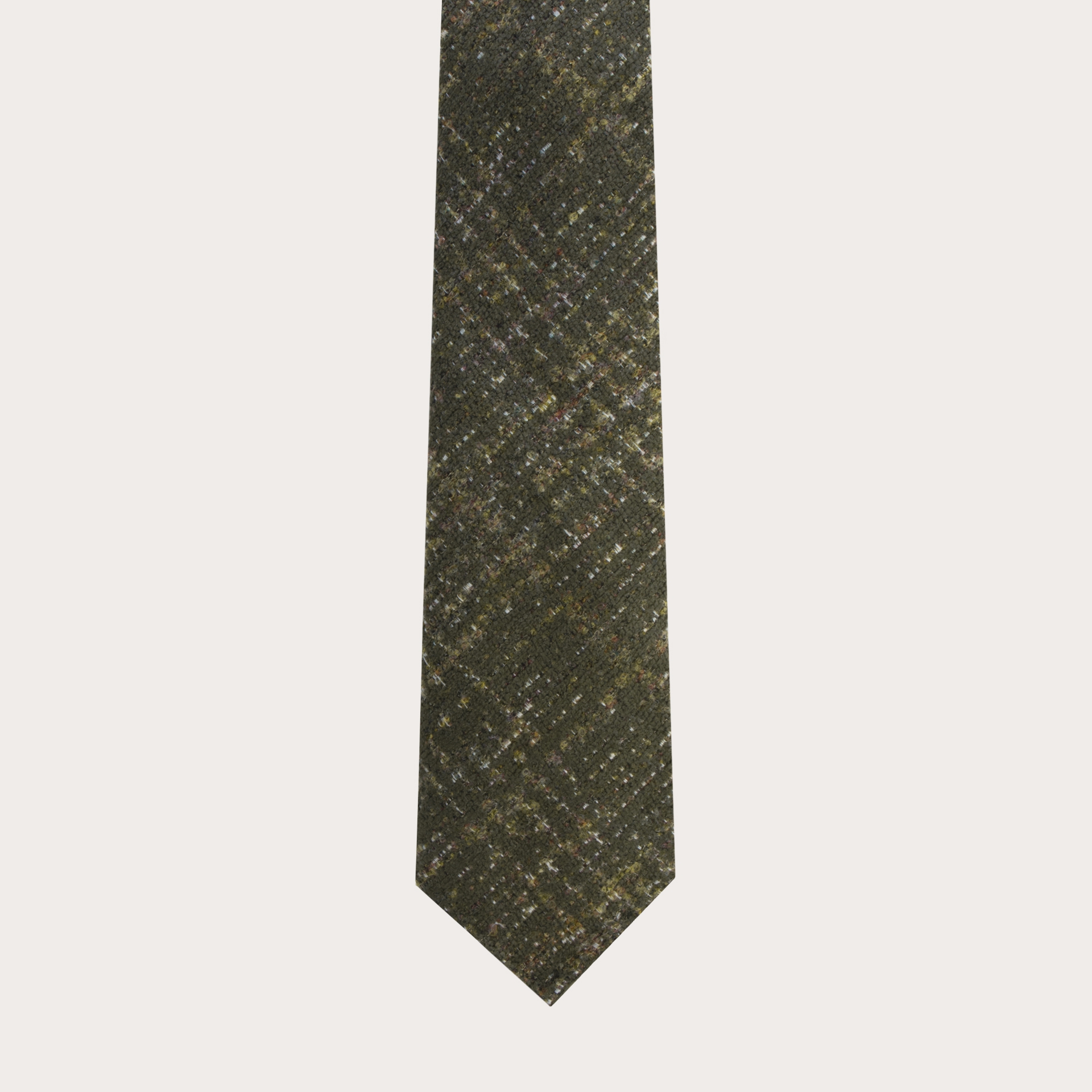 Cravate sans doublure vert en soie laine check tartans