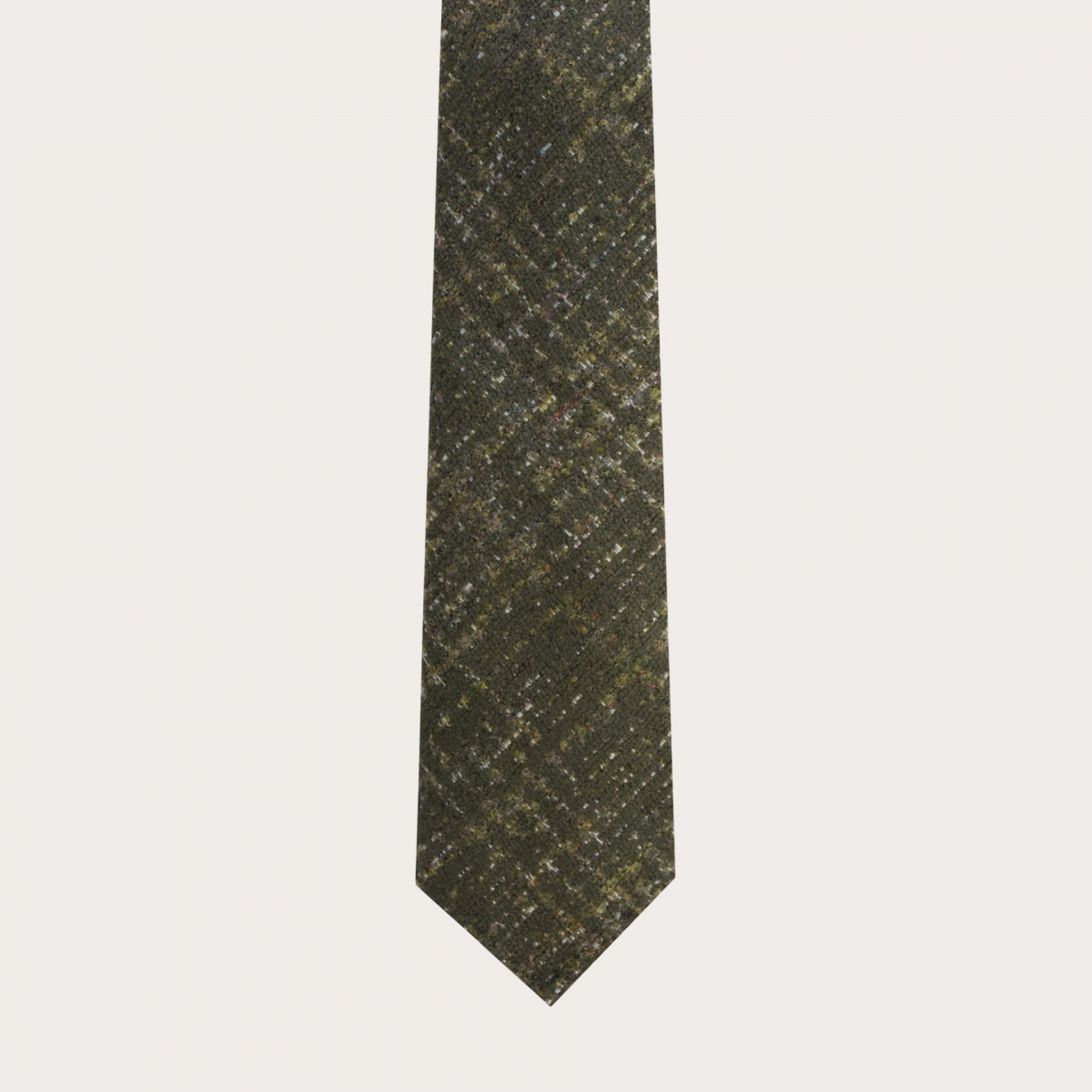 Unlined check tartans silk woll necktie green