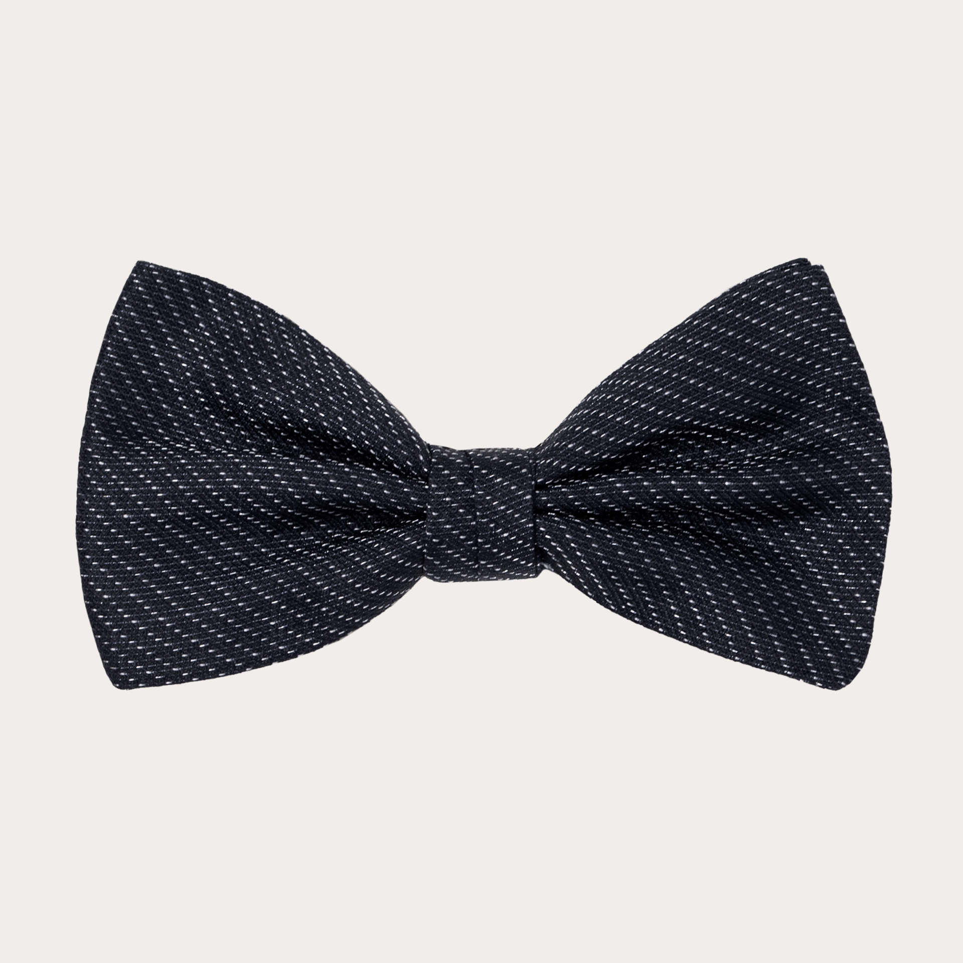 Silk pre-tied bow tie, blue navy with silver dotted pattern
