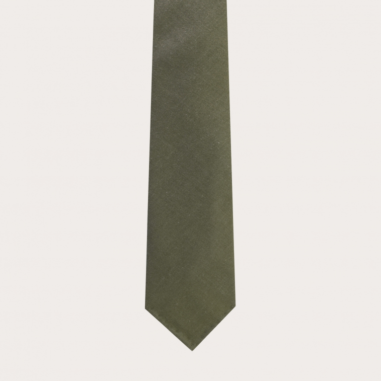 Corbata sin forro de lana virgen y cáñamo, verde kaky