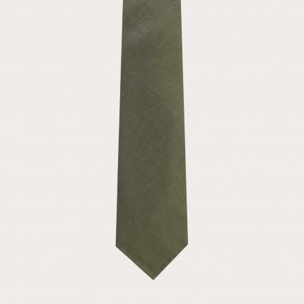 Cravate sans doublure vert en soie et chavre