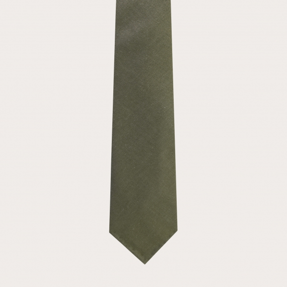 Corbata sin forro de lana virgen y cáñamo, verde kaky