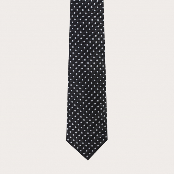 BRUCLE silk necktie made in italy pois black