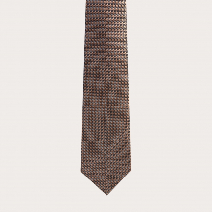 Elegante Krawatte aus Jacquard-Seide, bronzefarbenes Muster