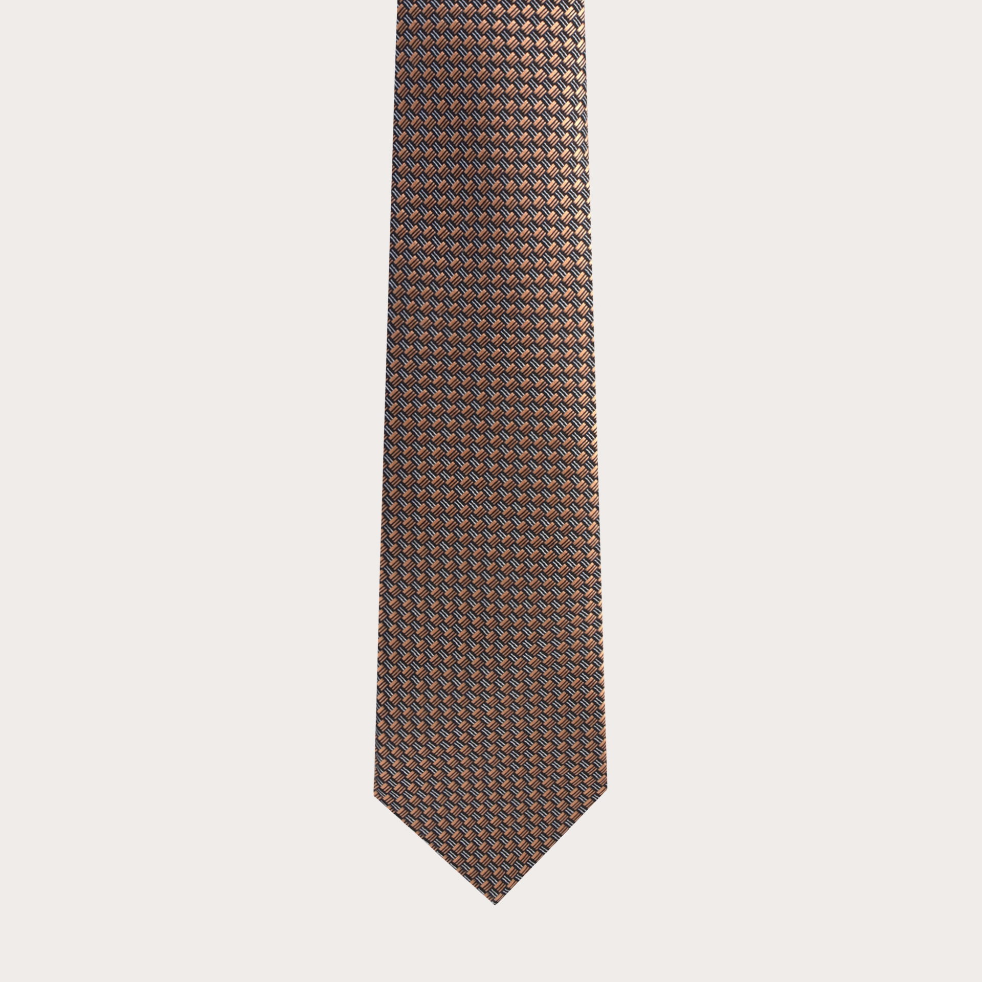 BRUCLE Elegante Krawatte aus Jacquard-Seide, bronzefarbenes Muster