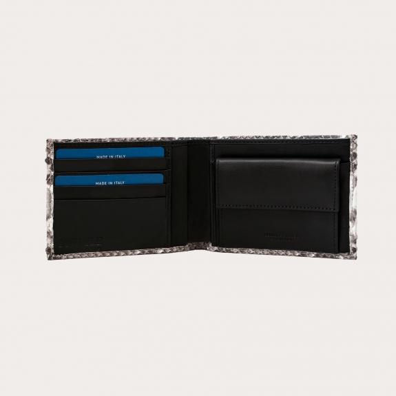 Genuine python bifold wallet with coin purse, rock