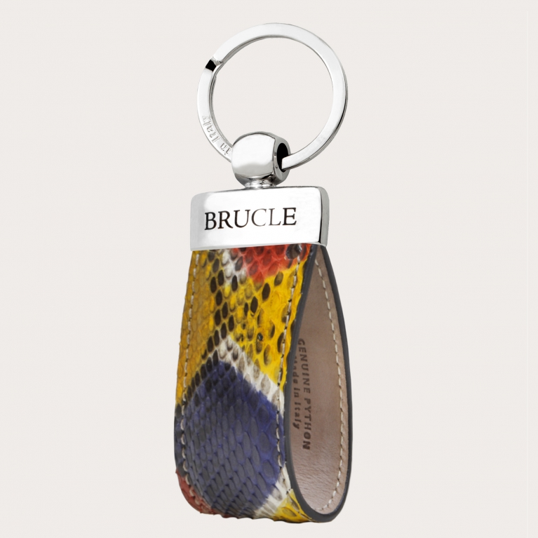 Genuine Python Leather keychain multicolor yellow
