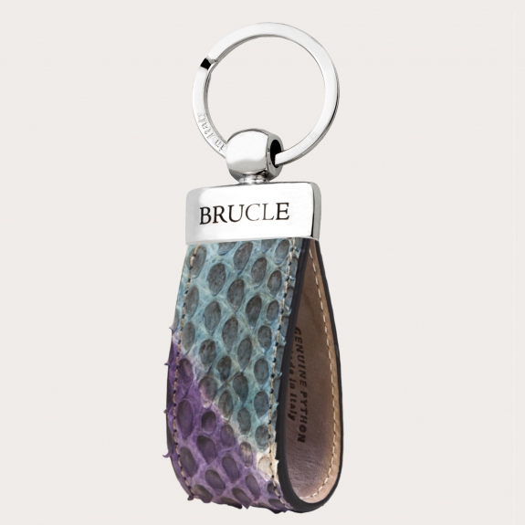 Porte clés multicolore violet en cuir python