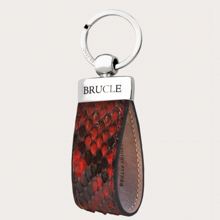 Genuine Python Leather keychain red