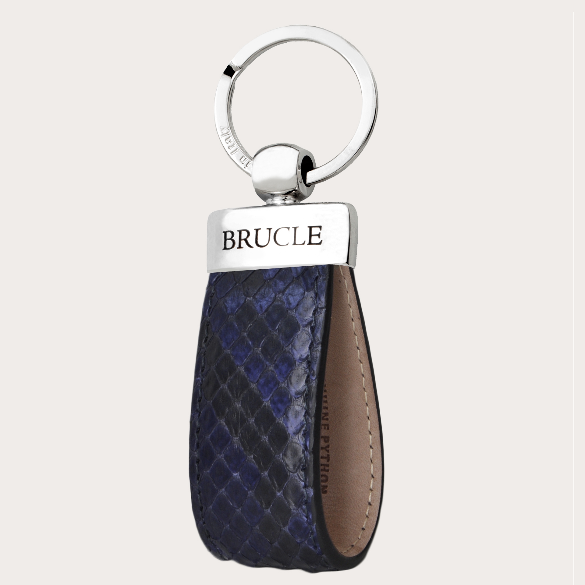 Genuine Python Leather keychain blue