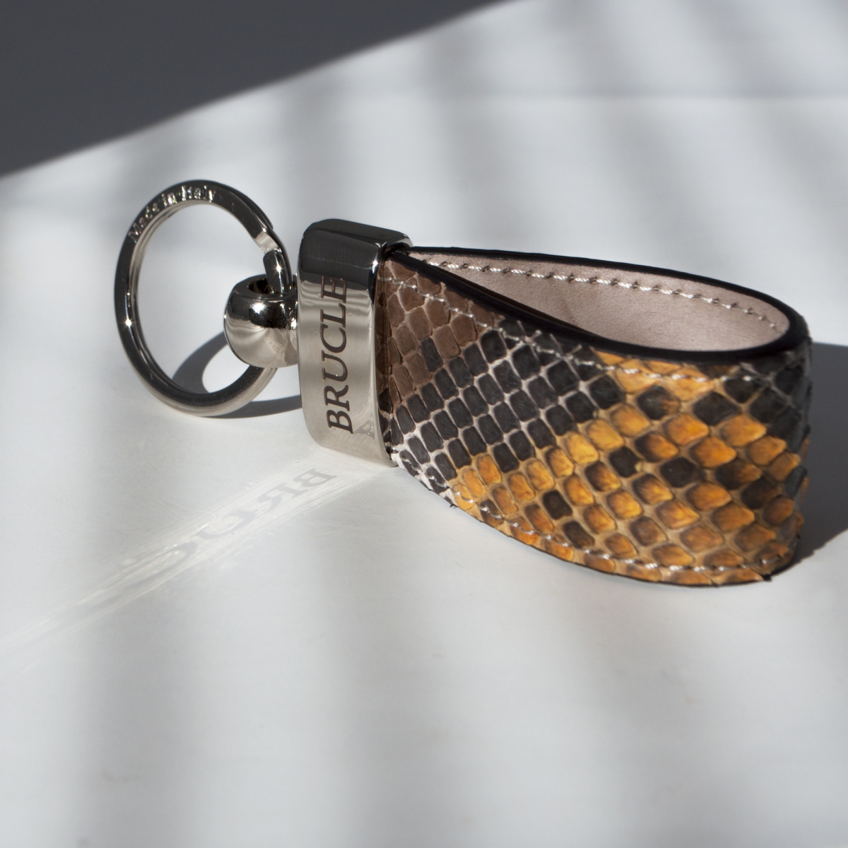 Genuine Python Leather keychain multicolor brown