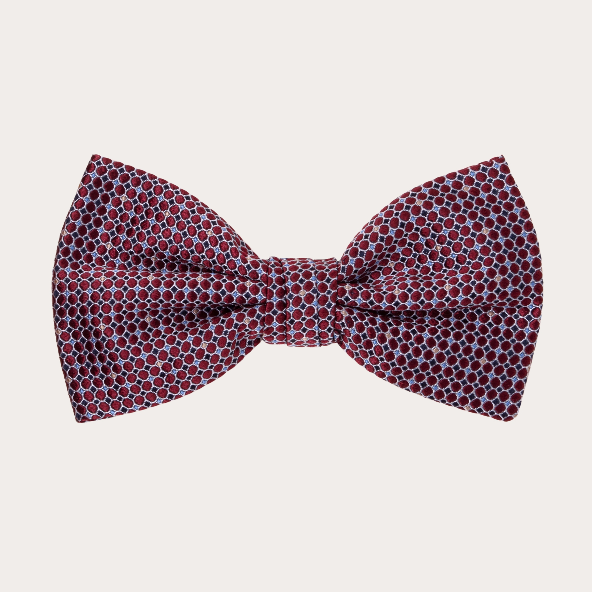 Brucle Silk Pre-tied Bow Tie bordeaux dot