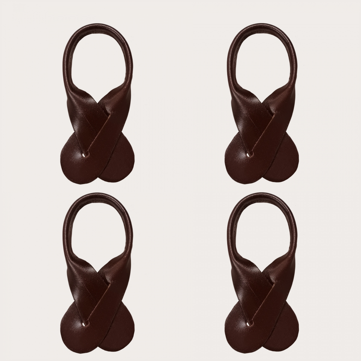 Bout de bouton en cuir pour bretelles à boutons, 3pièces brun foncé