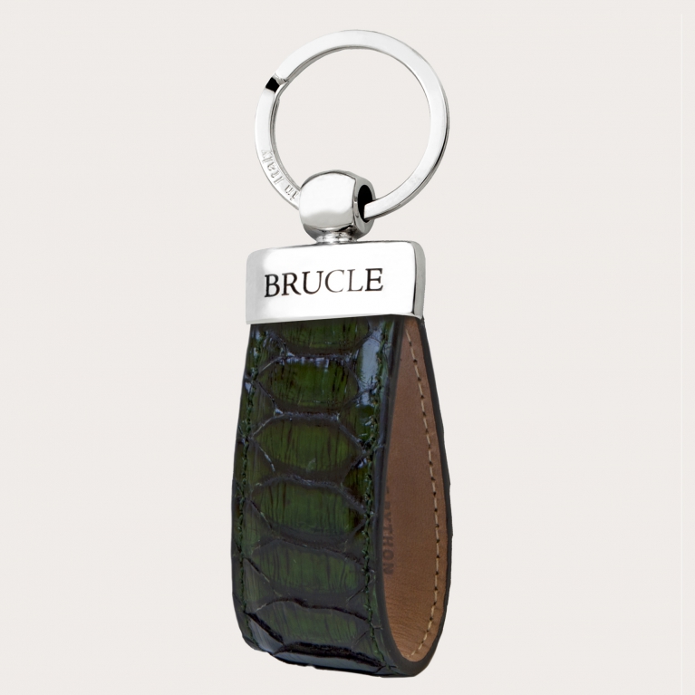 Genuine Python Leather keychain green