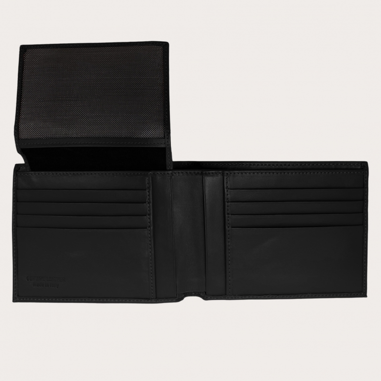 Leder Krokodildruck brieftasche mit klappe, schwarz