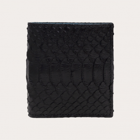 Bifold compact python leather wallet, black