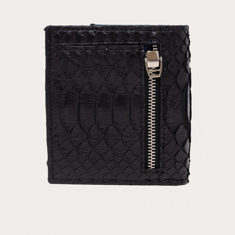 Kompakte python leder brieftasche, schwarz