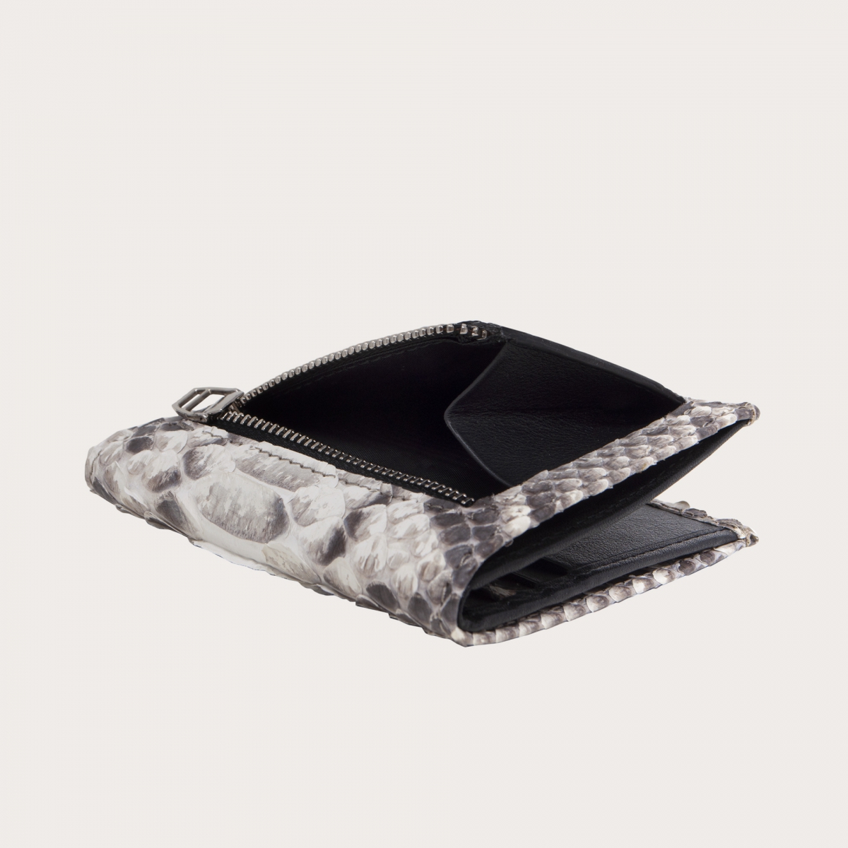 compact python leather wallet rock