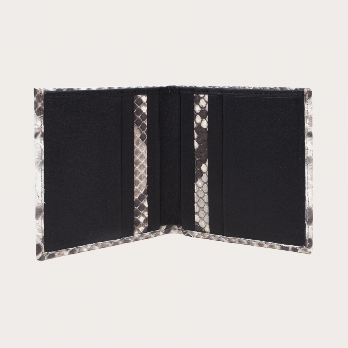 Kompakte python leder brieftasche, rock weiß