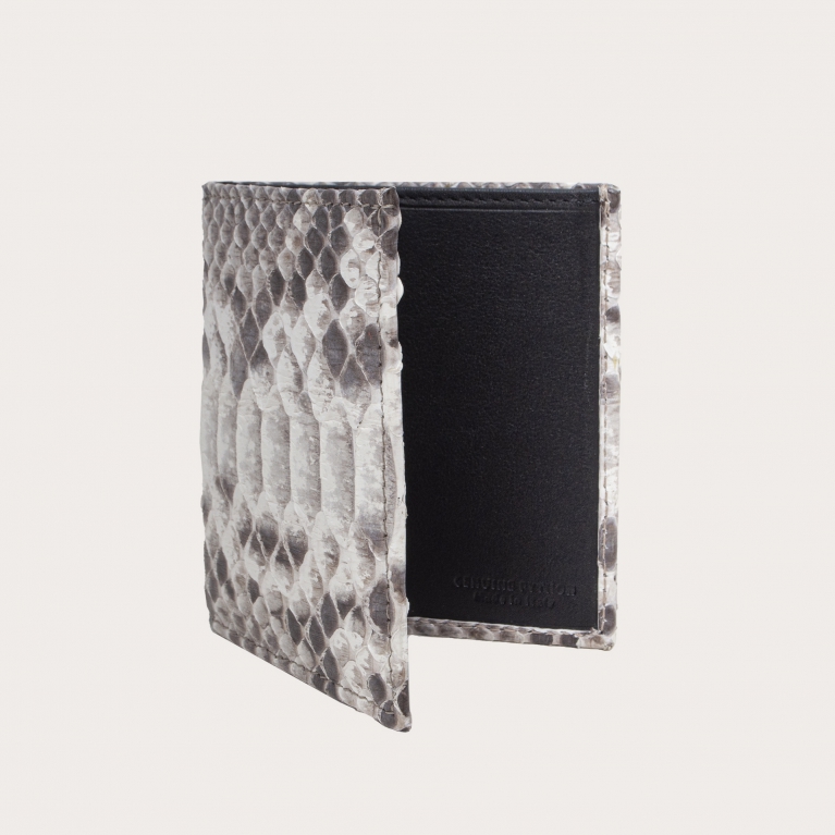 Bifold compact python leather wallet, rock grey