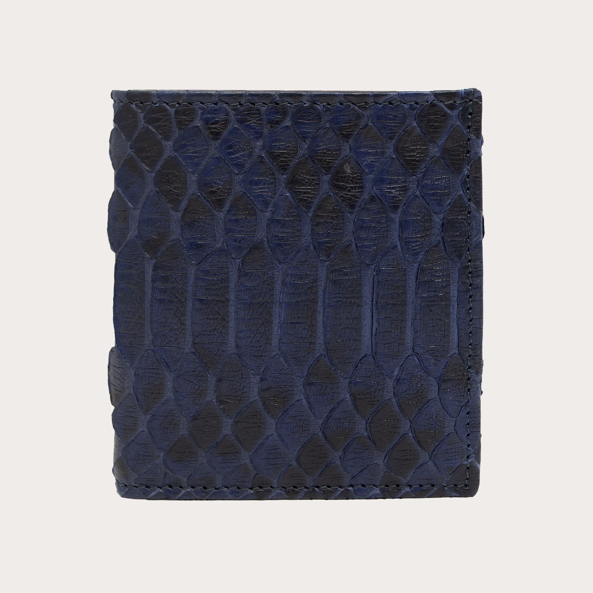 Bifold compact python leather wallet, blue navy
