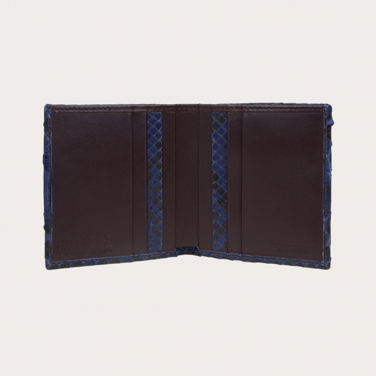 Kompakte python leder portemonnaie, blau