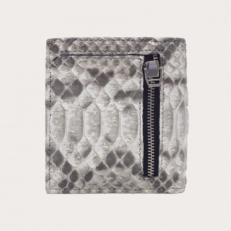 Kompakte python leder brieftasche, rock weiß