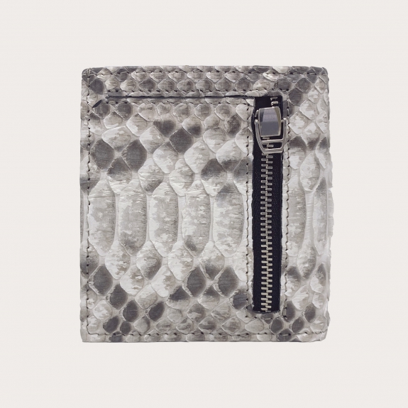 Kompakte python leder brieftasche, rock weiß