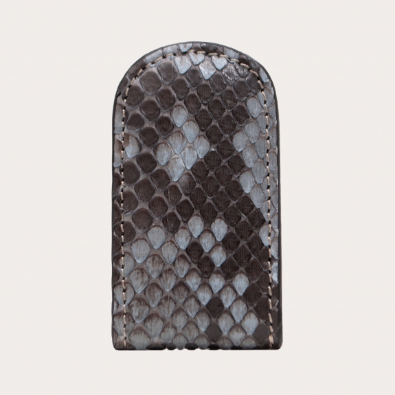 Pince à billets en peau de python véritable, dusty blue