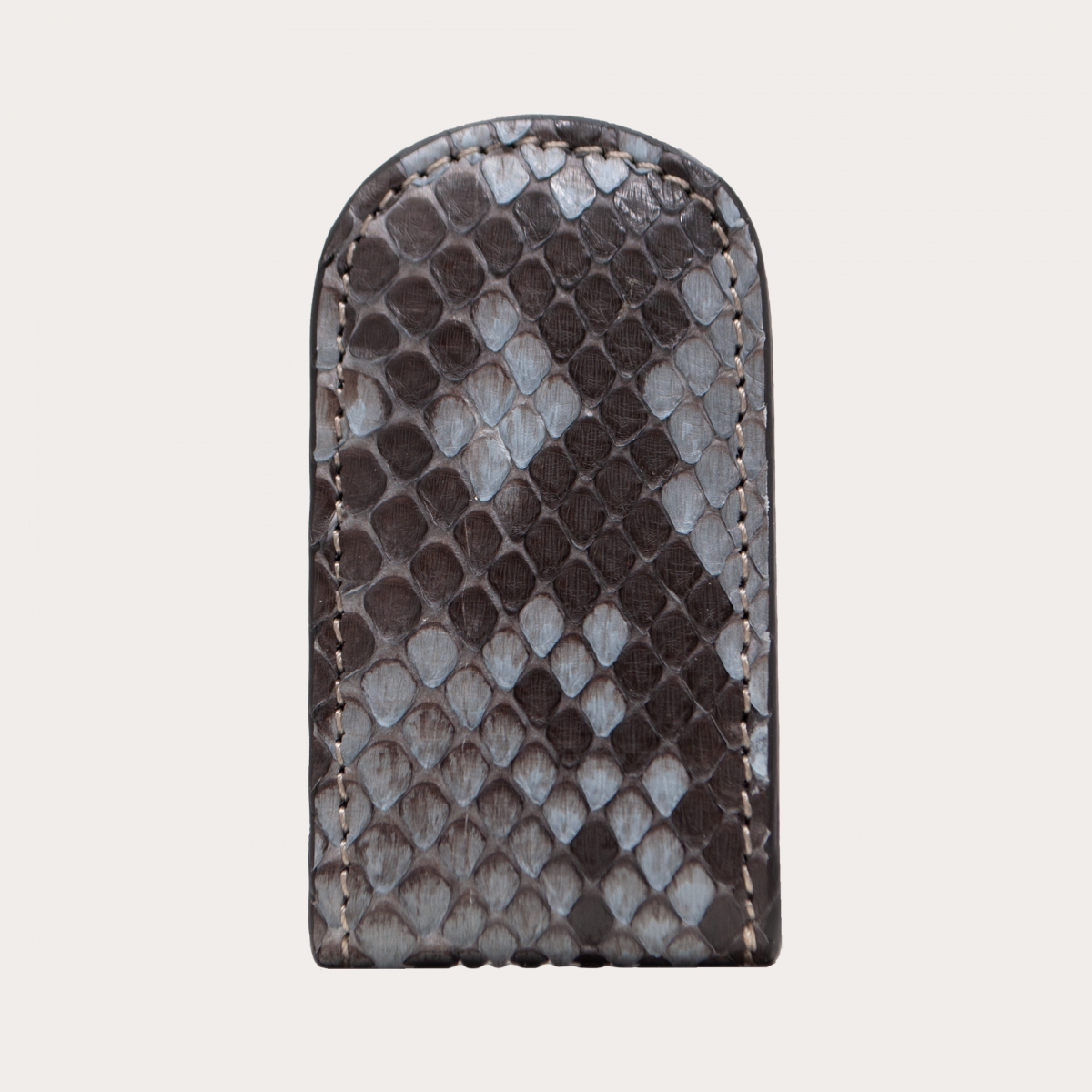 Pince à billets en peau de python véritable, dusty blue