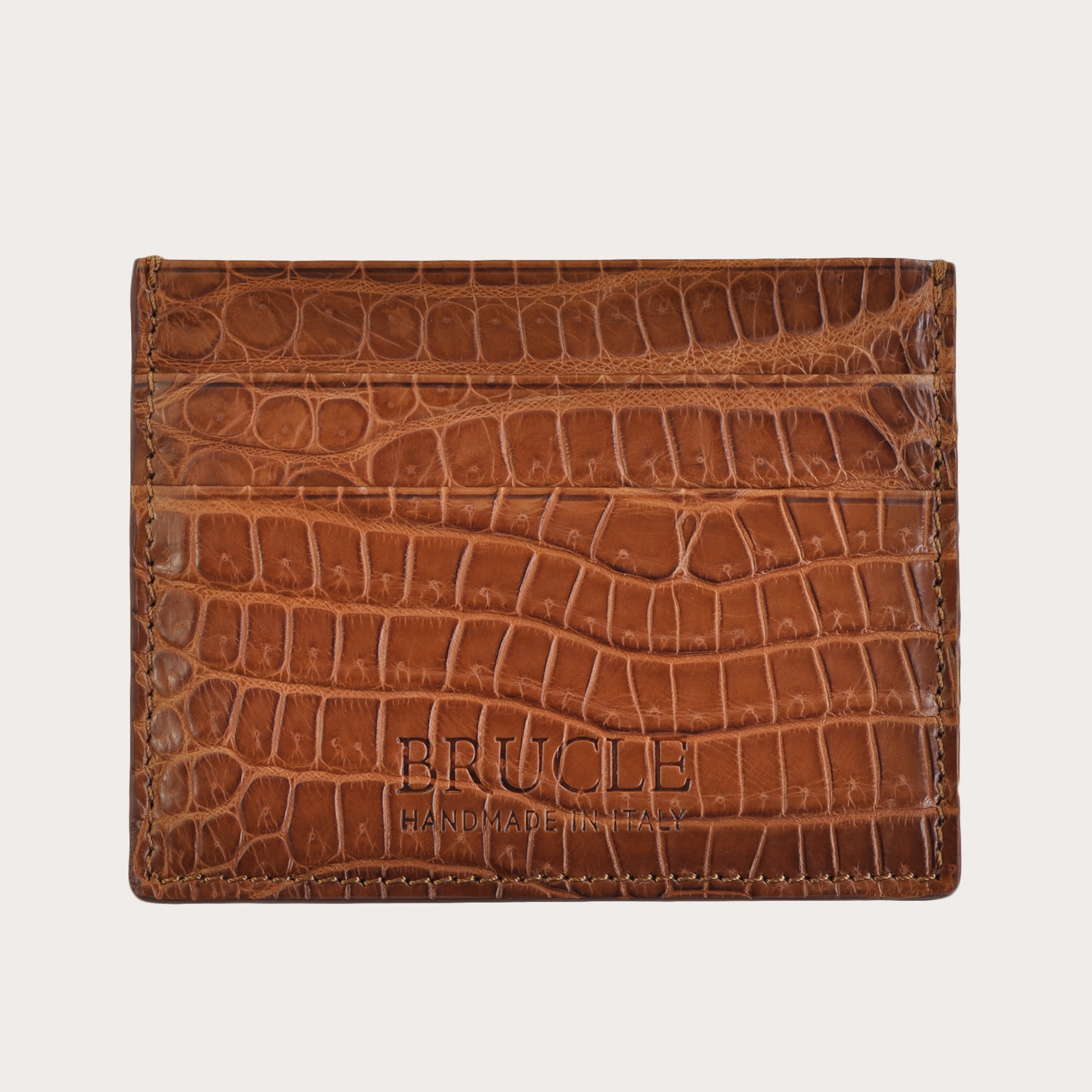 Alligator credit card holder brown