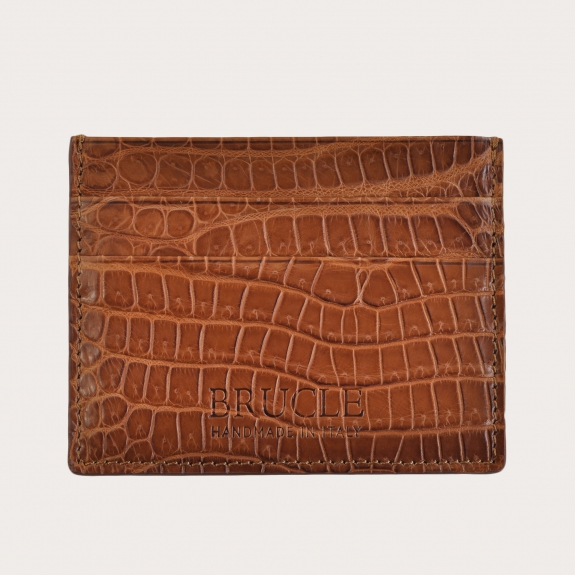 Alligator credit card holder brown