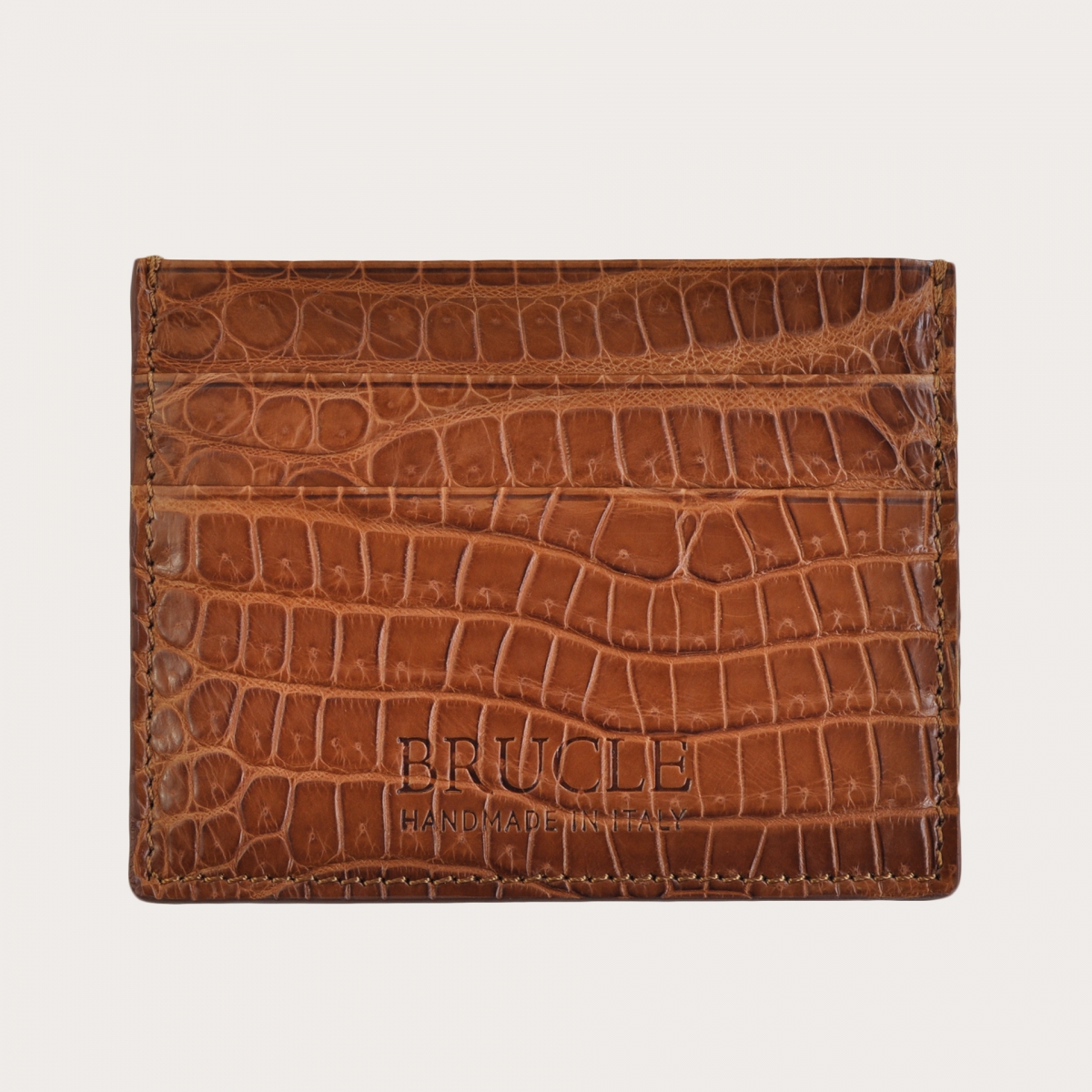 Brucle Kreditkartenetui alligator leder braun