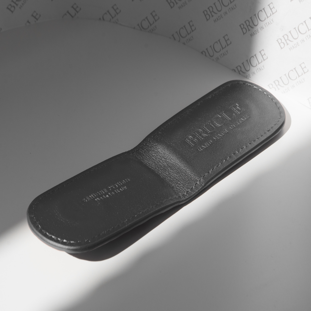 Pince à billets en peau de python véritable, dusty blue